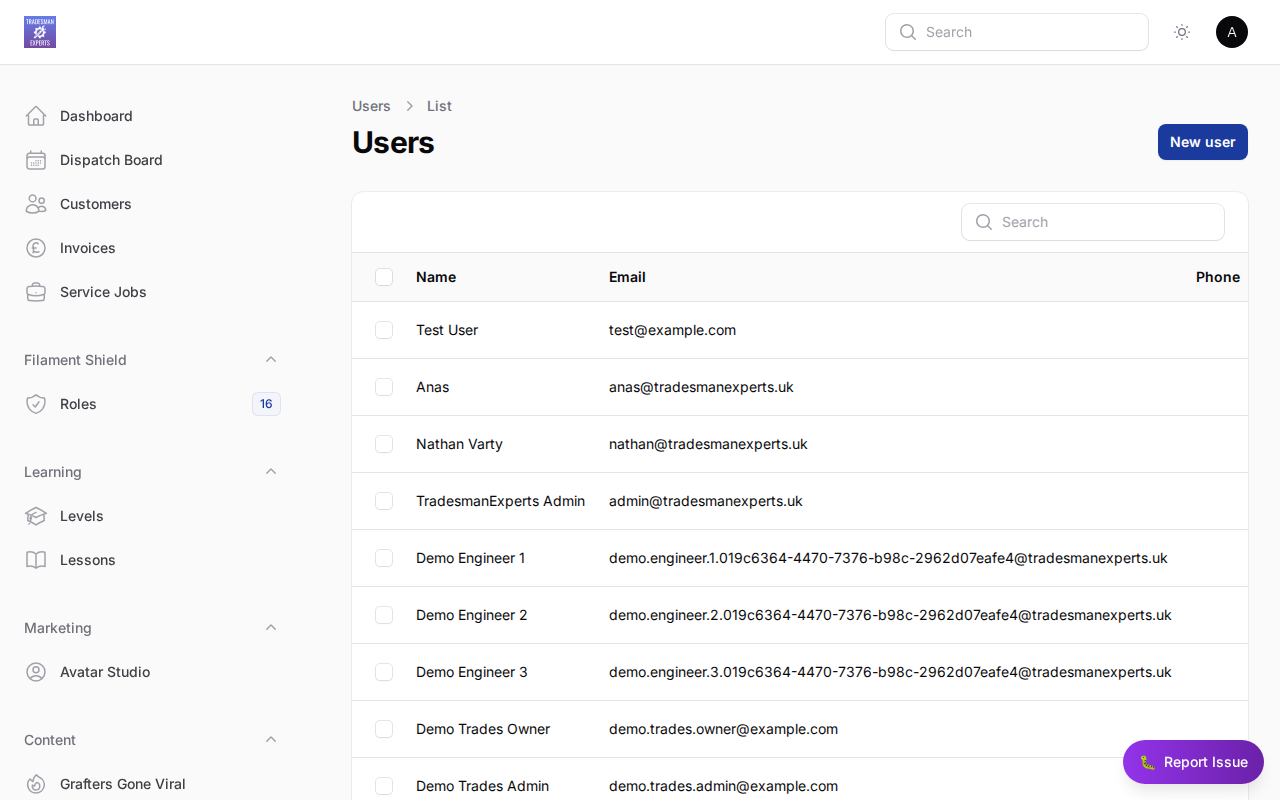 Roles and permissions settings